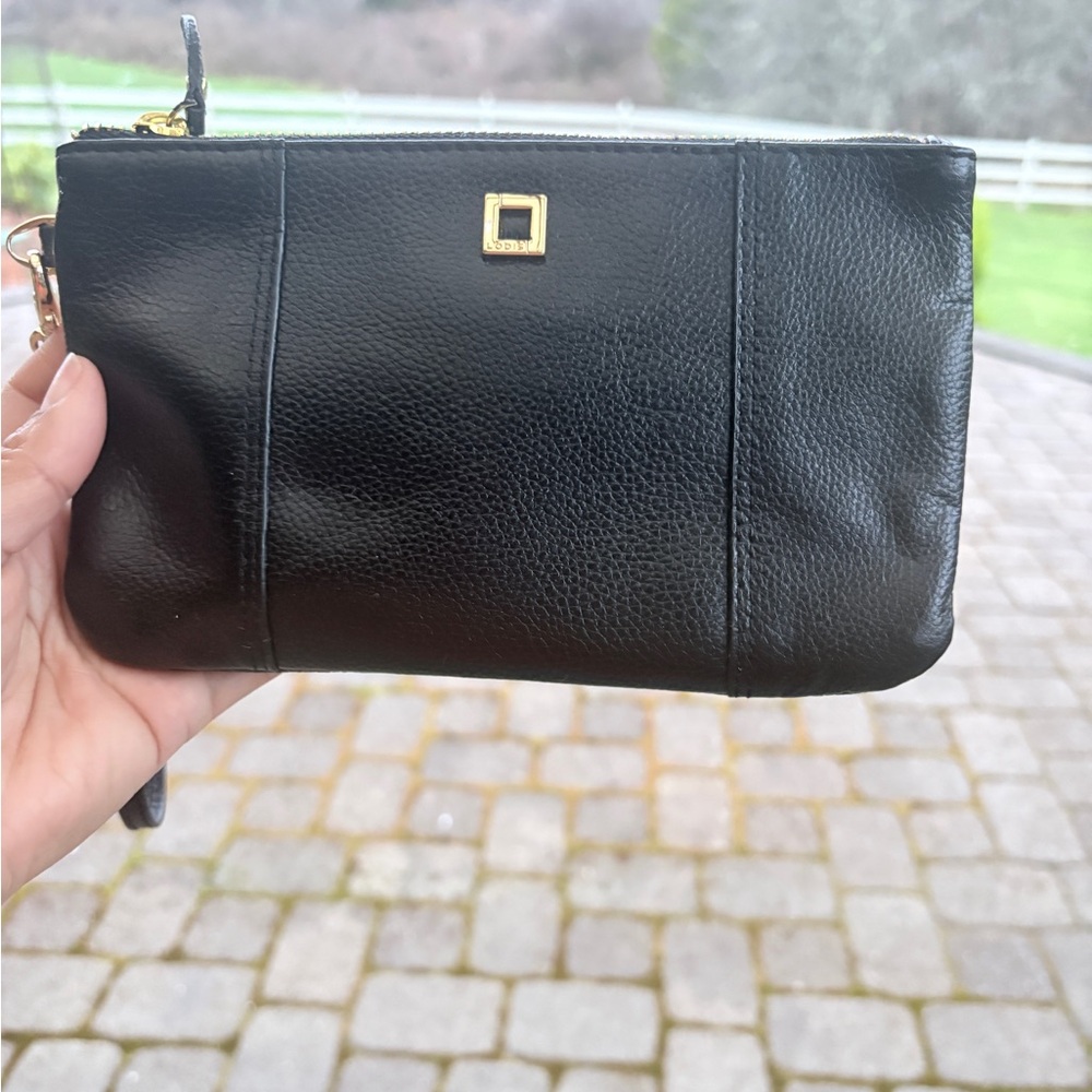 Classic Black Leather Wristlet Clutch - Picture 2 of 10